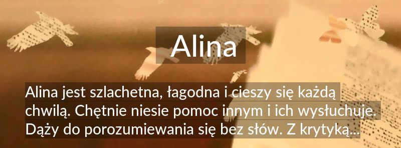 Znaczenie imienia Alina