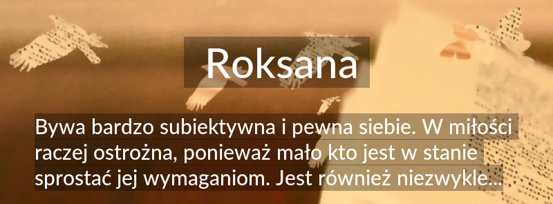 Znaczenie imienia Roksana