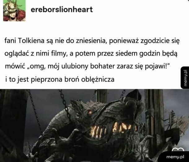 Post z tekstem o fanach Tolkiena i ich reakcjach na filmy.