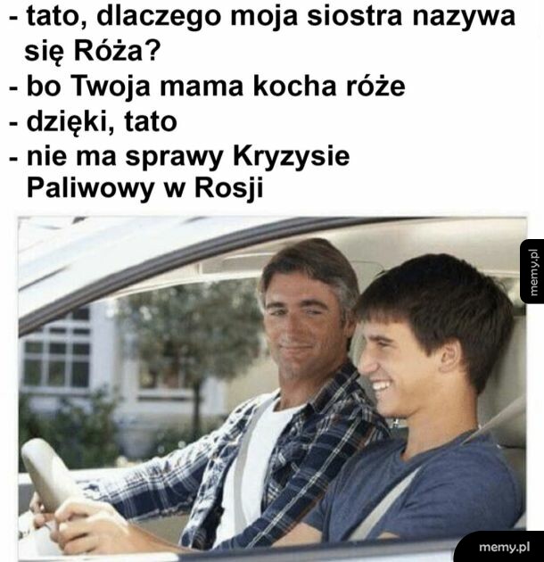 Mężczyzna i chłopak siedzą w samochodzie, rozmawiając ze sobą.