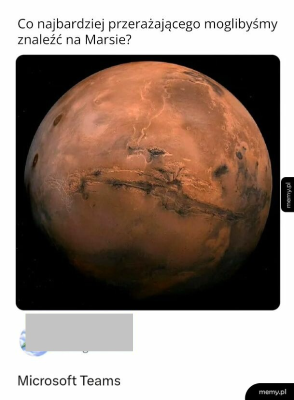 Widok Marsa z jego charakterystycznymi cechami geologicznymi.