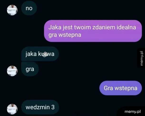Rozmowa w czacie o idealnej grze wstępnej.