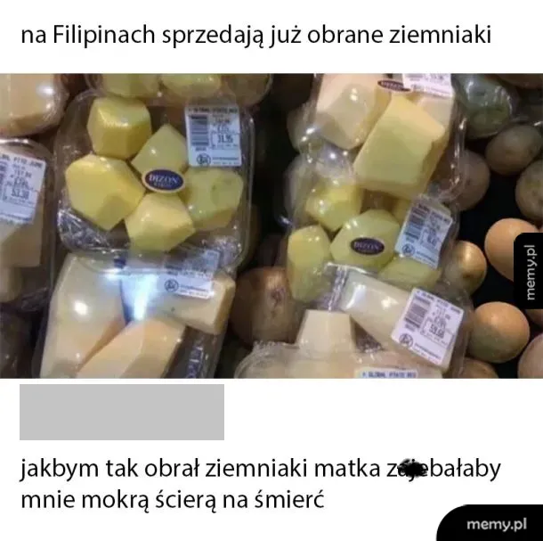 Pakowane obrane ziemniaki w sklepie.