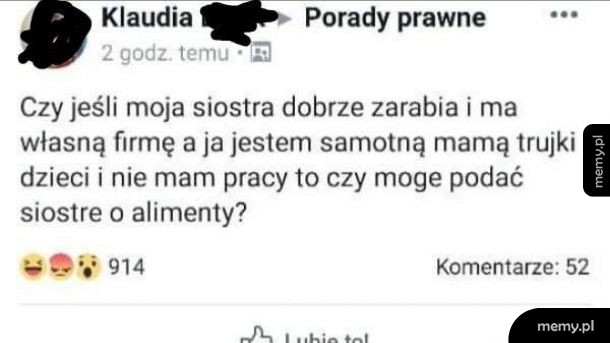 Alimenty od siostry
