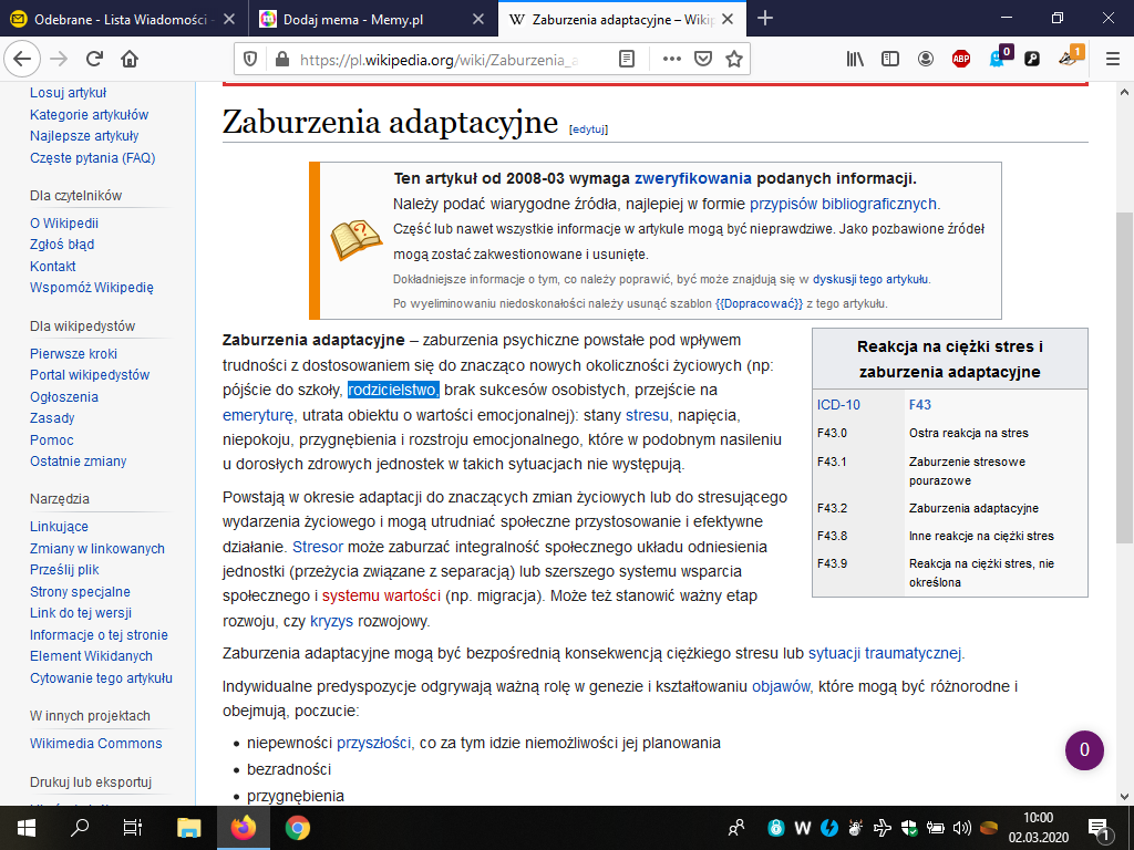 Zaburzenia rydzykowe