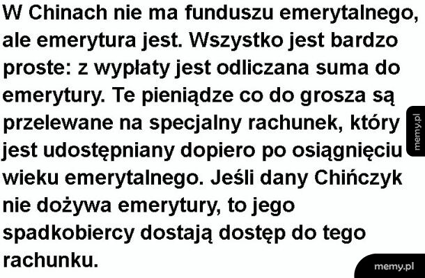 Emerytura w Chinach