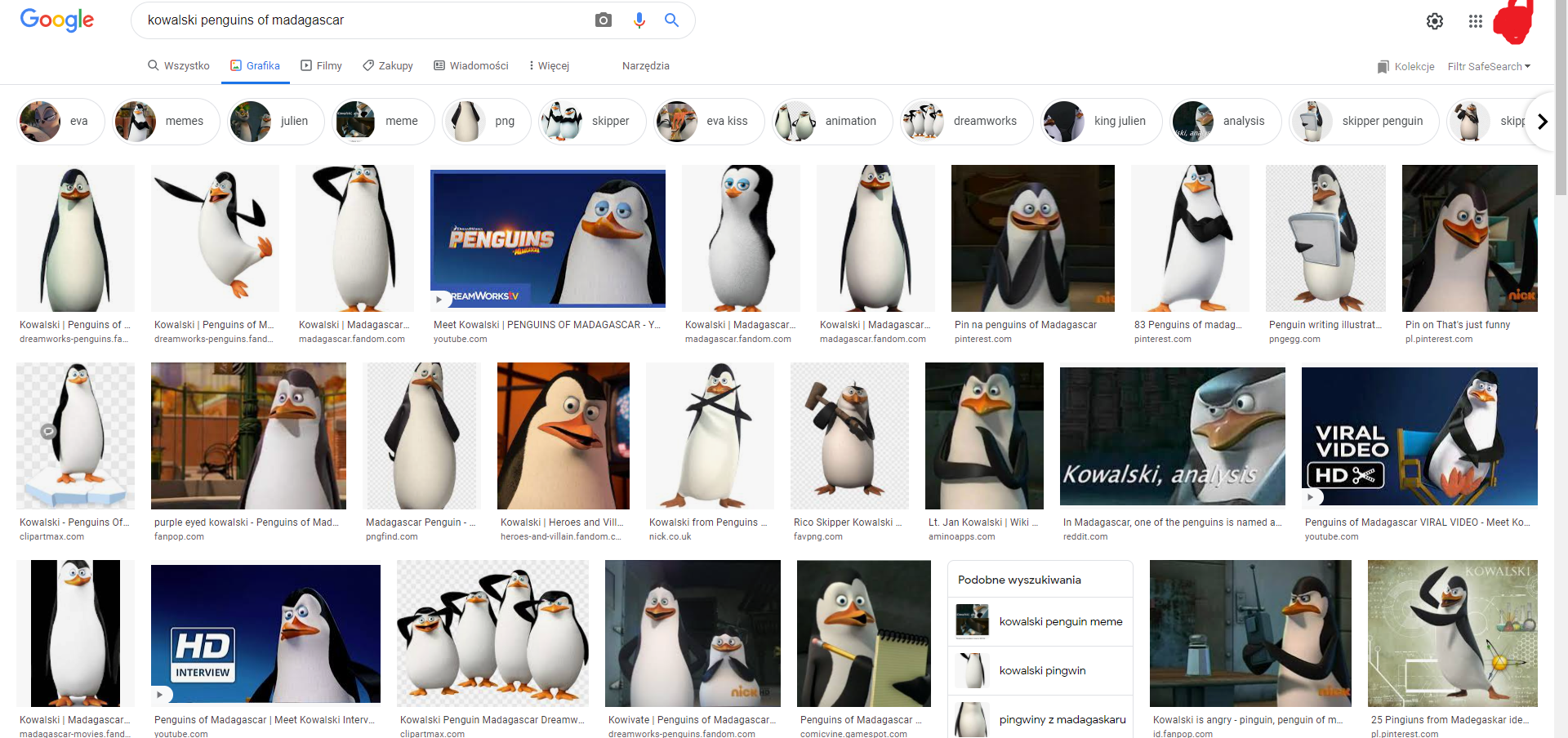 Kowalski z pingwinów z Madagaskaru nazywa się tak samo w oryginalnej wersji językowej.