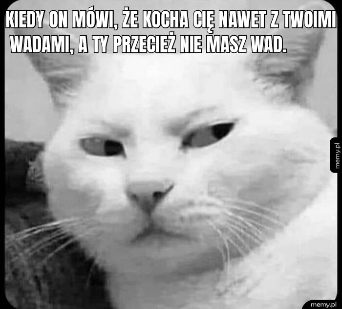 Kiedy on mówi, że kocha Cię nawet z Twoimi wadami, a Ty przecież nie masz wad.