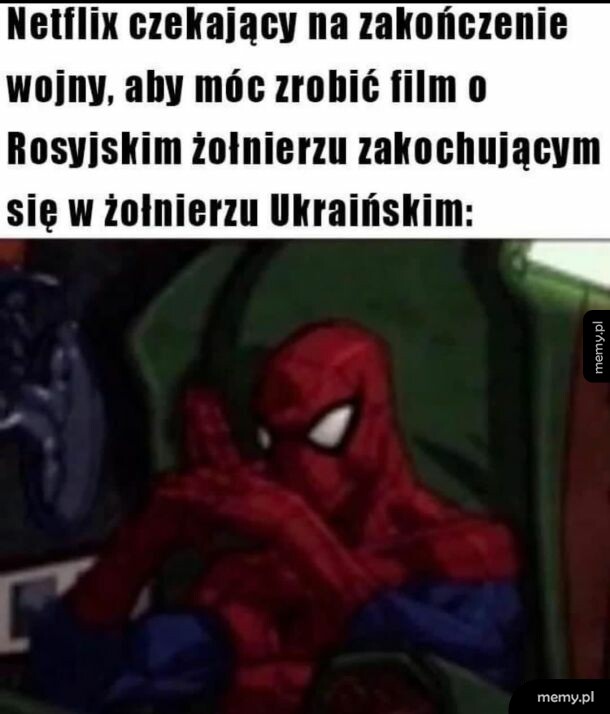 Spider-Man czekający w napięciu z rękami pod brodą.