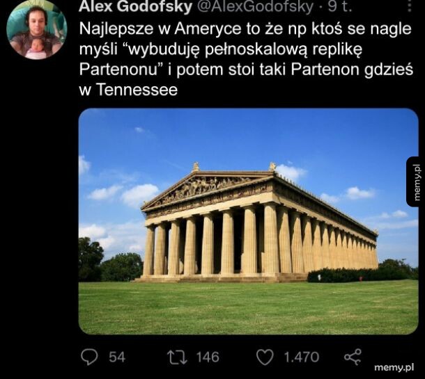 Tweet o replice Partenonu w USA z jej zdjęciem