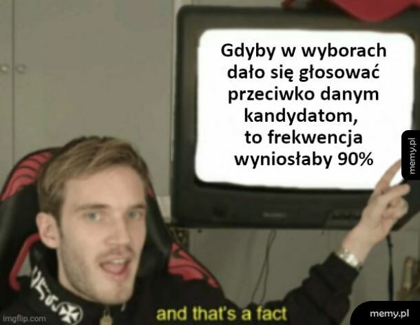 Mężczyzna wskazuje palcem na ekran z tekstem o wyborach