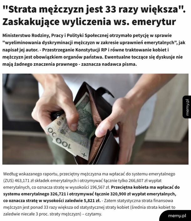 Mężczyzna wyciąga pieniądze z portfela w artykule o emeryturach
