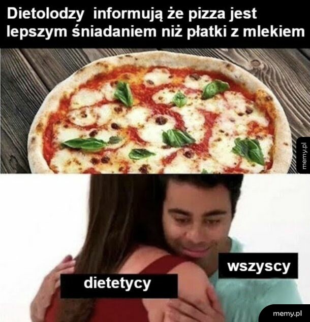 Mem z pizzą i podpisem o diecie