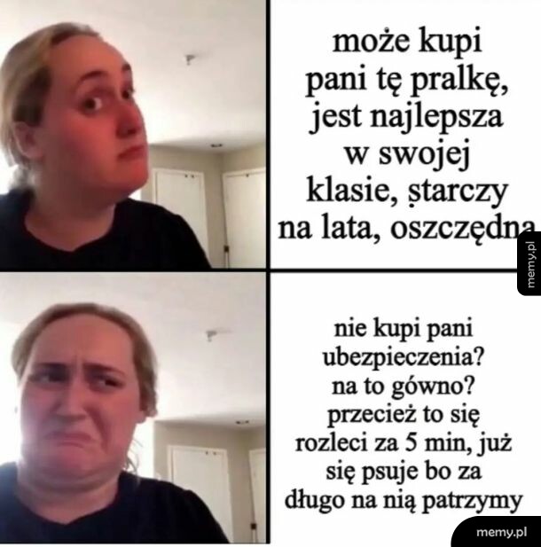 Kobieta o zmieniającej się mimice twarzy w dwóch kadrach