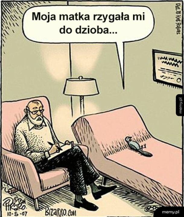 Ptaszek u psychoterapeuty na kozetce