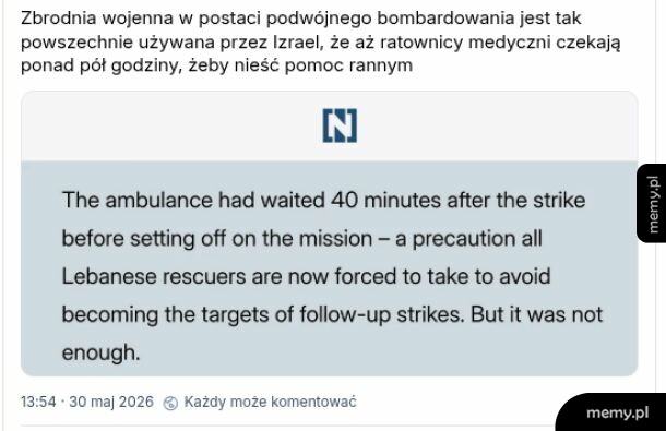 Zrzut ekranu z wpisem w mediach społecznościowych o taktyce podwójnego uderzenia.