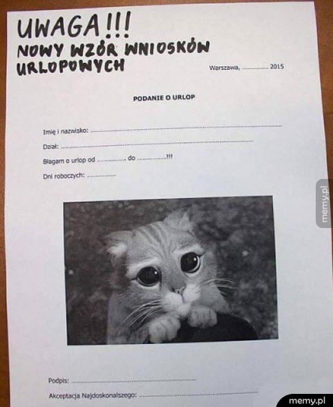 Nowy wzór wniosków urlopowych 